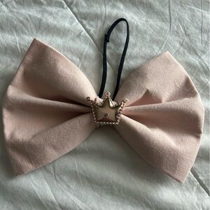 Elegant Pink Hair Bow or bow tie  with Crown Accent